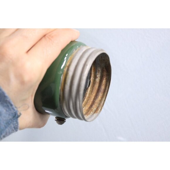 Vintage 12" Angled Industrial Salvage Barn Light Shade, Green enamel Factory - Picture 5 of 10